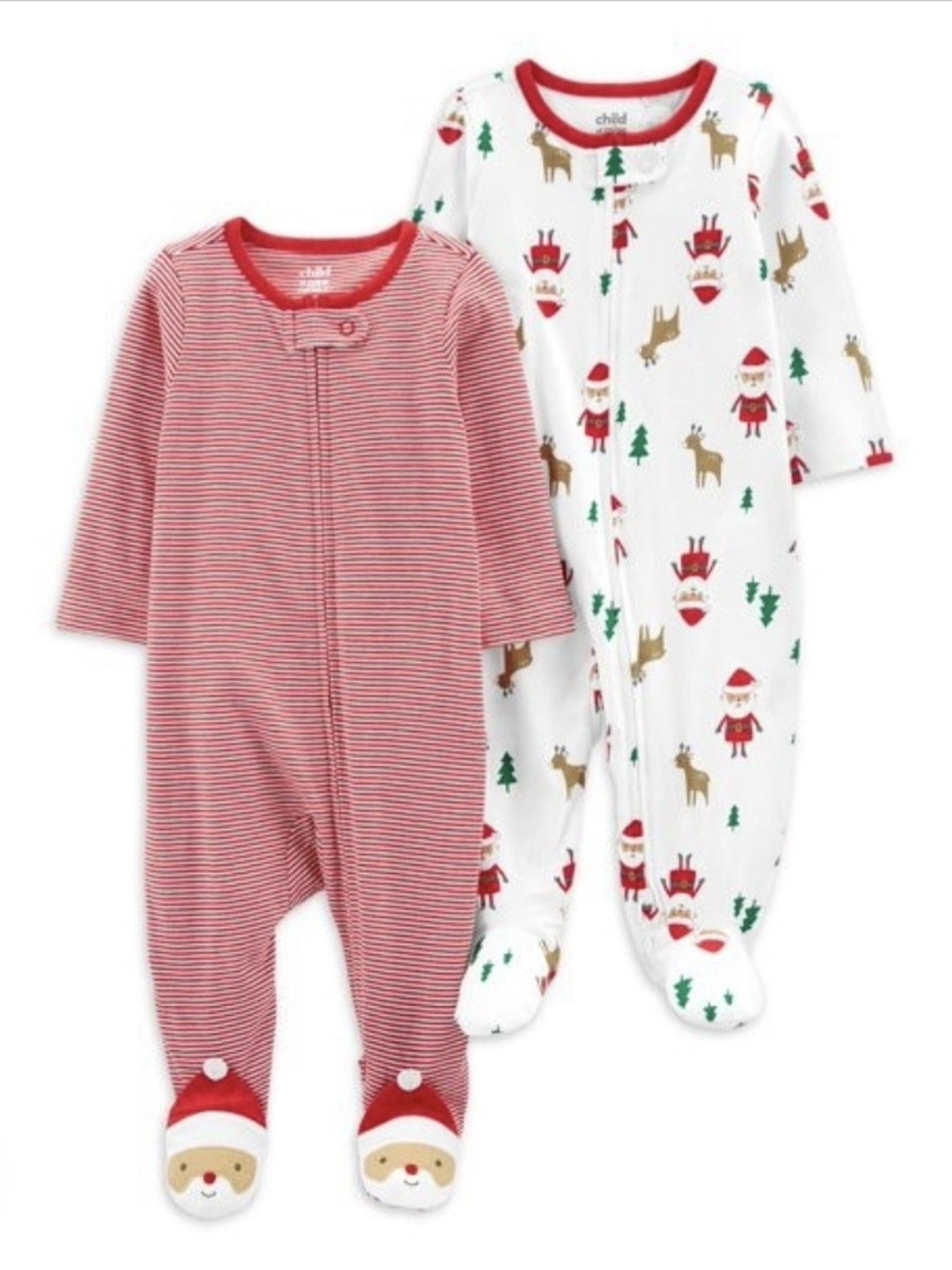 Bundle 2 Christmas Baby Sleepers Pajamas 6-9 Months Holiday Footed Holidays